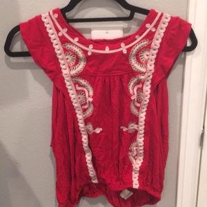 Embellished Free People Deep Armpit Flutter Shirt